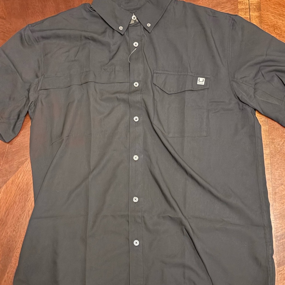 Huk Men's Black Casual Button Down Shirt